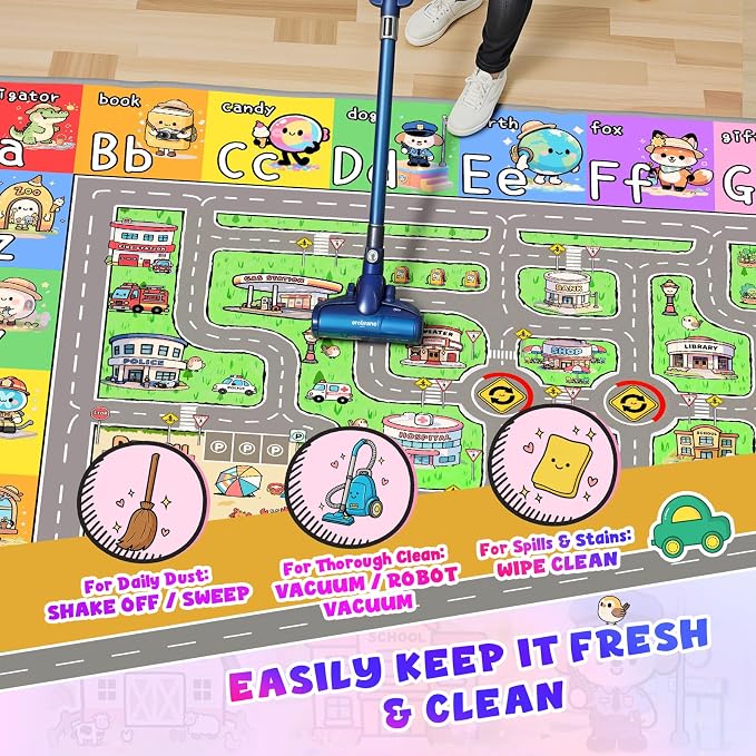 Kids Car Rug for Playroom, 8x10 Kids Play Mat - Image 6