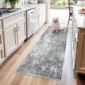 2x6 Non-Slip Washable Kitchen Runner Rug – Modern Coastal Abstract Carpet Runner by BYYVOORugsforYourHome