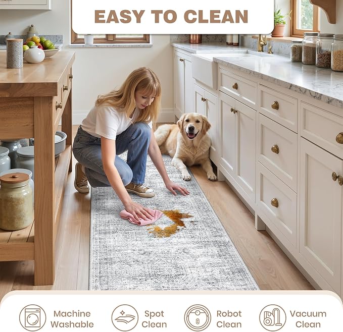 Washable Kitchen Rugs Sets of 2 Piece, Hallway Runner Rug Non-Slip - Image 9