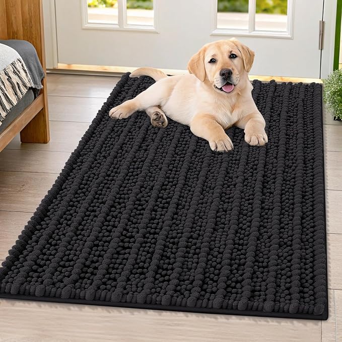 Smiry Dog Door Mat for Muddy Paws 40x32, Absorbent Dirt Trapper, Non-Slip by Smiry