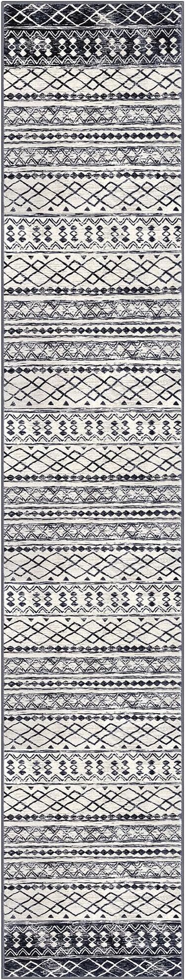 KUTA Boho Runner Rug for Hallway 2.6x14 Moroccan Washable Black Navy Blue Rugs - Image 8