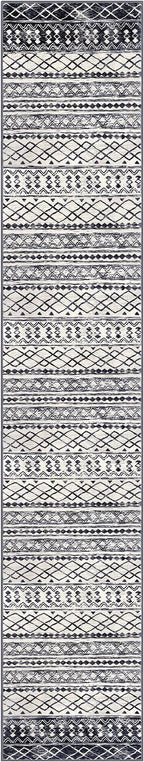 KUTA Boho Runner Rug for Hallway 2.6x14 Moroccan Washable Black Navy Blue Rugs - Image 8
