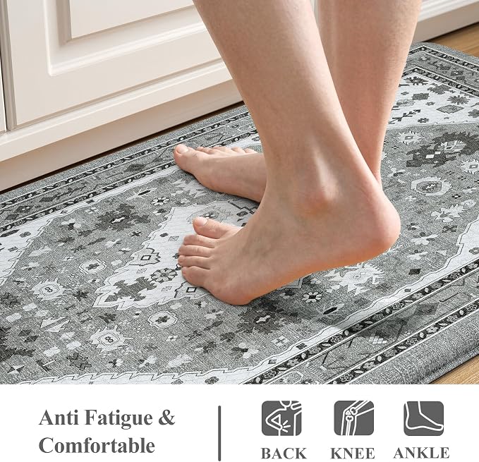 Collive Boho Kitchen Rugs and Mats 2PCS, Cushioned Anti Fatigue Kitchen Mats - Image 3