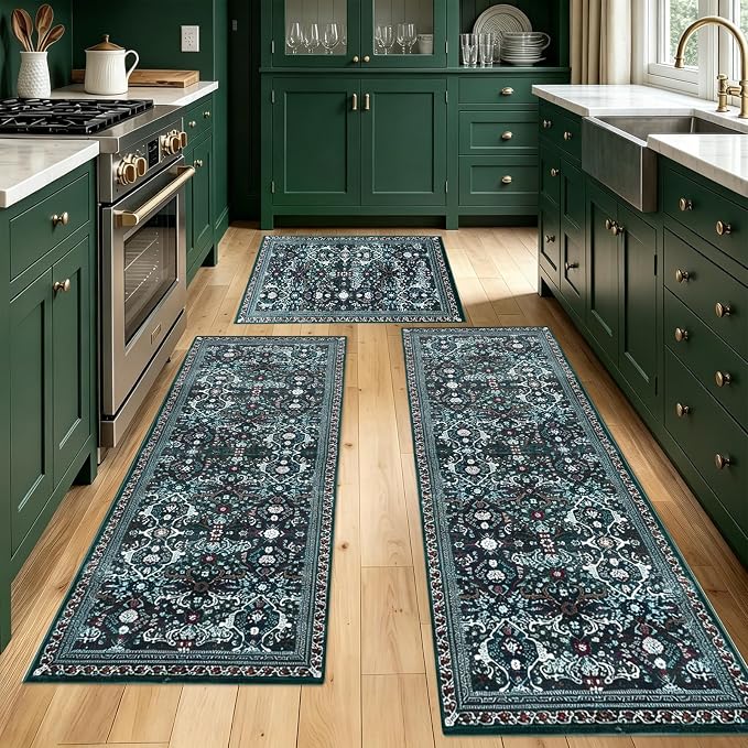 Sofort Kitchen Rugs Set of 3, Botanical Non Slip Washable Kitchen Mats by Unknown