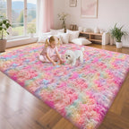 Cute Unicorn Rug for Girls Bedroom, 6x9 Plush Fluffy Princess Rainbow Area Rug by TENNOLA