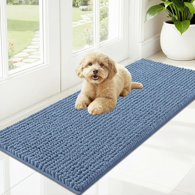 OLANLY Dog Door Mat for Muddy Paws 47x20, Ultra Absorbent Chenille Mud Doormat by OLANLY