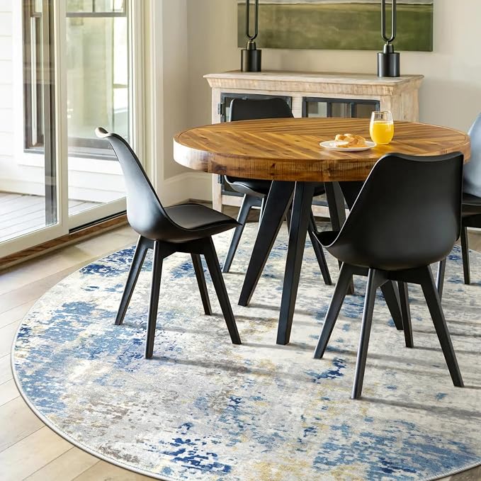 Lahome Washable Round Rug 5Ft, Soft Contemporary Large Indoor Carpet - Image 3