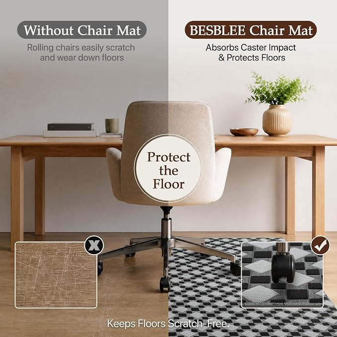 48"x60" Office Chair Mat for Hardwood Tile Floor, Under Desk Carpet Protector - Image 6