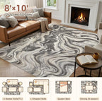 DMOYEST 8x10 Area Rug for Living Room:Washable Modern Neutral Abstract Rug - Image 3