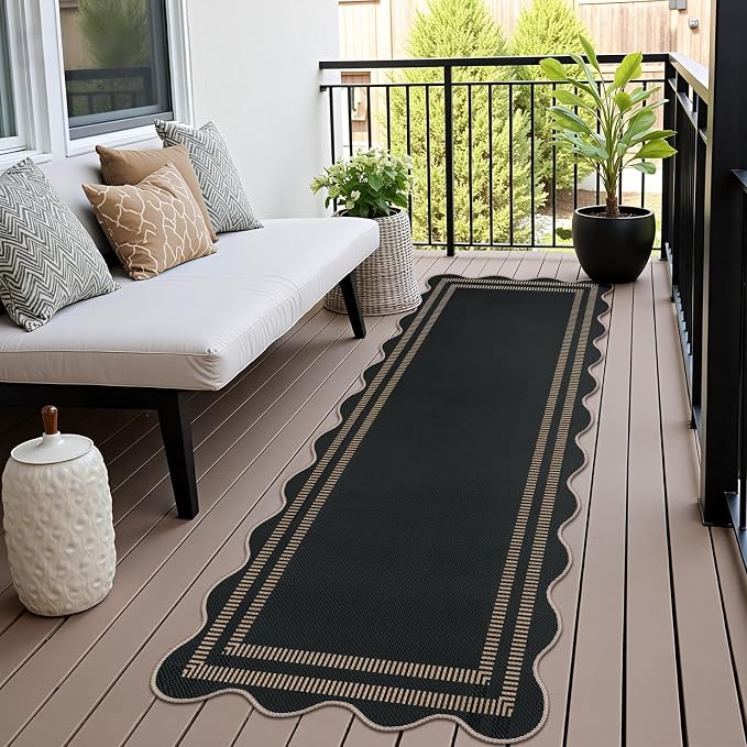 Scalloped 2.6x8 Kitchen Runner Rug, Washable Rugs - Image 8