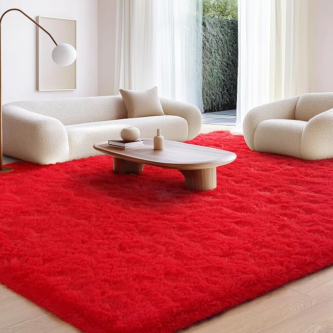 BENRON Soft Fluffy Rugs for Living Room 8 x 10 Red, Extra Large Area Rug for - Image 3