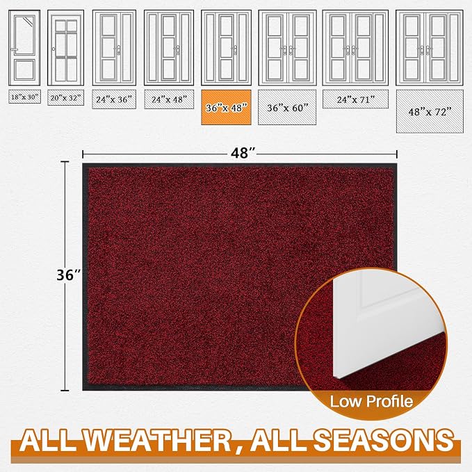 Mibao Front Door Mat Indoor Entrance, Dirt Trapper Welcome Mat - Image 2