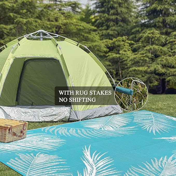 Pauwer Waterproof Outdoor Rug 9x12, Reversible Plastic Straw Patio Camping Rug - Image 8