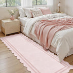 Pink Runner Rug 2.6x8 Kitchen Hallway Scalloped Rugs, Non Skid Stain-Resistant - Image 8
