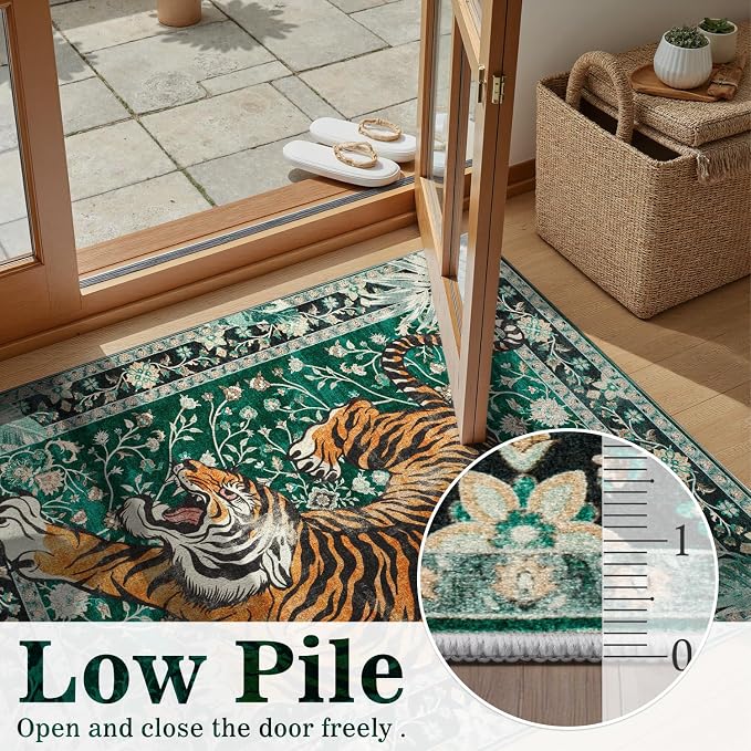 DCX Washable 3x5 Tiger Rug, Soft Low Pile Carpet, Kid & Pet Friendly - Image 2
