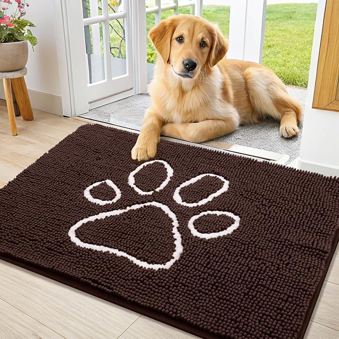 Smiry Dog Door Mat for Muddy Paws, Absorbent Dirt Trapper Non Slip Quick Dry by Smiry