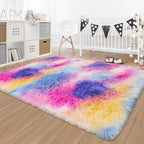 Rainbow Area Rugs 4x6 ft, Tie-Dyed Unicorn Fluffy Fuzzy Shaggy Carpet Soft - Image 6
