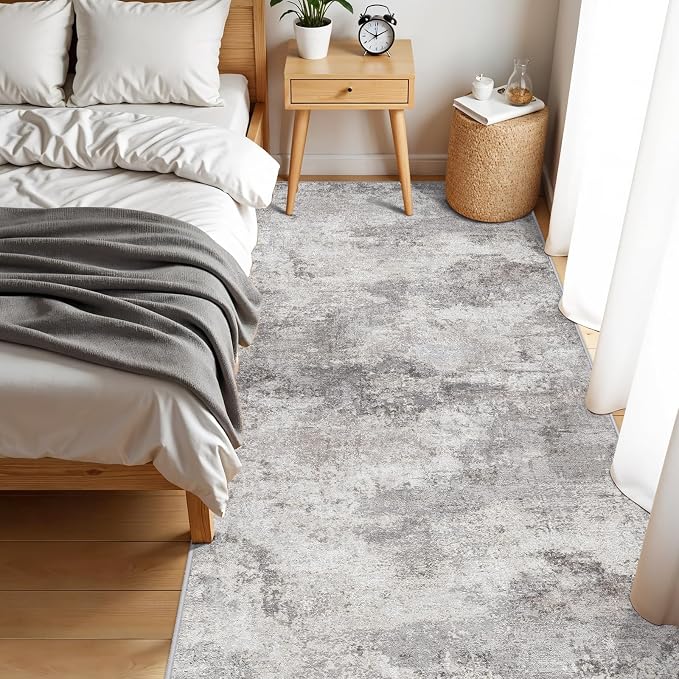 Washable Wide Runner Rug 4x10 : Modern Abstract Hallway Rugs - Image 4