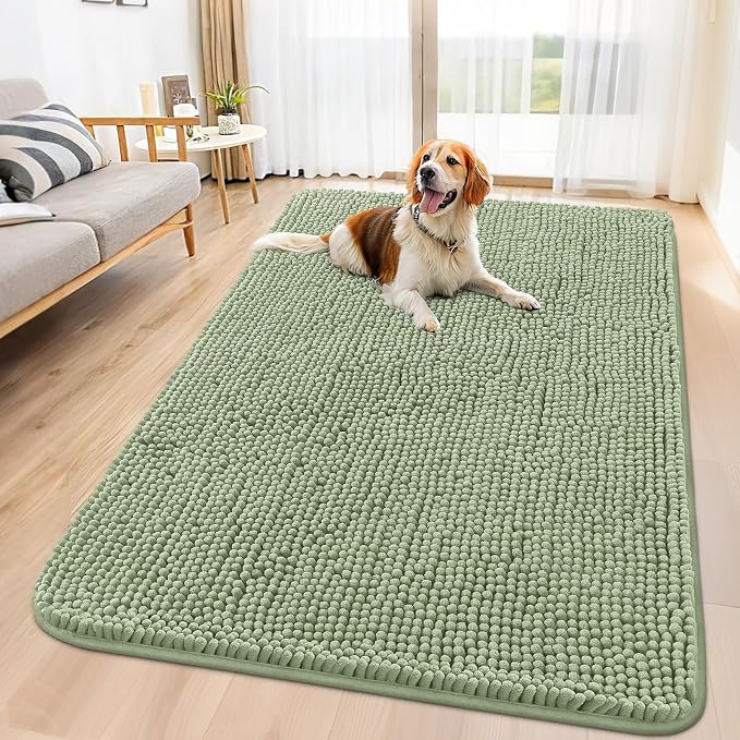 Smiry Dog Door Mat for Muddy Paws 59x35, Absorbent Dirt Trapper, Non-Slip by Smiry