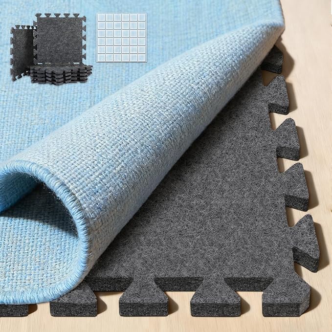 BXI Soundproof Interlocking Rug Pad 10 Pcs, High Density Noise Reduction Puzzle by BXI