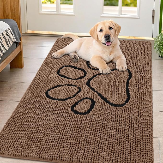 Smiry Dog Door Mat for Muddy Paws, Absorbent Dirt Trapper Non Slip Quick Dry by Smiry