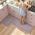 KIMODE Anti Fatigue Kitchen Mats 20"x47"+20"x32", Boho Flora Kitchen Rugs Sets - Image 7