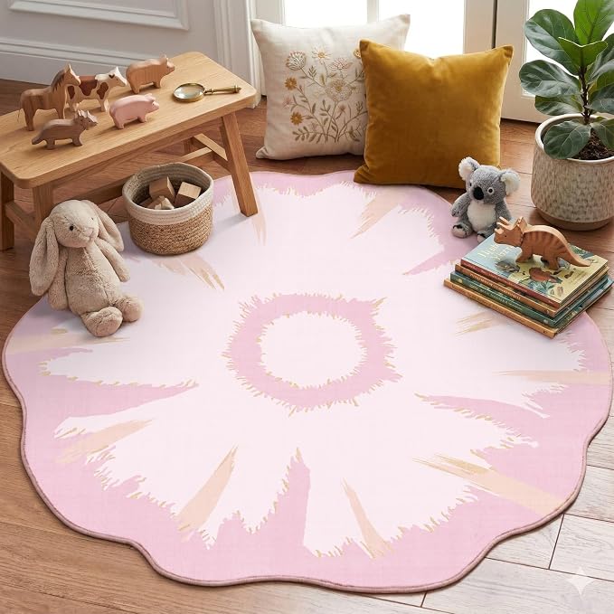 Latte&Fog 4ft Pink Round Circle Rug by LatteFog
