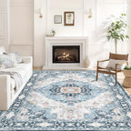 Washable 6×9 Area Rug for Living Room, Vintage Floral Rug Soft Non Slip Stain by Dotiiorug