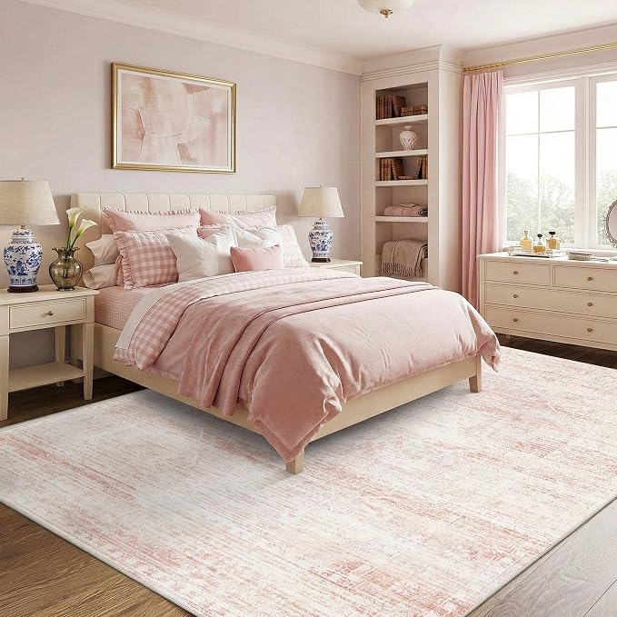 Latte&Fog Large Area Rugs 9x12 for Living Room, Washable Pink Rugs for Girls - Image 4