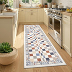 GarveeHome 2x8 Runner Rug for Kitchen Bathroom Colorful Modern Checkered Long by GarveeHome