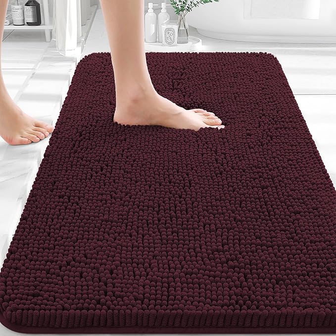 OLANLY Bathroom Rugs 32x20, Extra Soft Absorbent Chenille Bath Rugs, Rubber by OLANLY