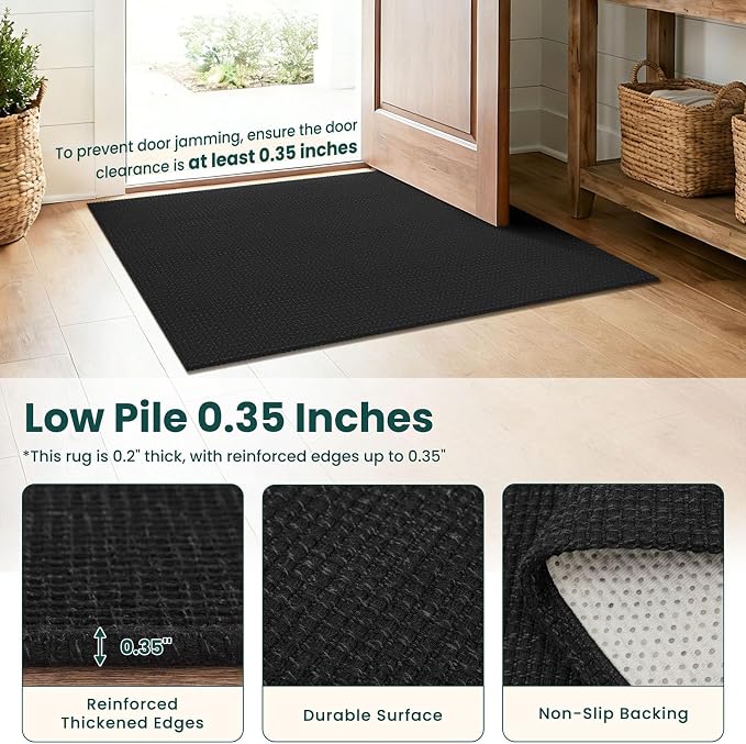 KOZYFLY Black Runners Rugs for Hallway 2.5'x10', Washable Runner Rug, Woven Non - Image 4