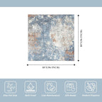 8x8 Square Living Room Area Rug – Washable Modern Neutral Abstract Indoor Rug - Image 2