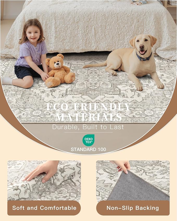 Madane Area Rug 3x5, Entryway Washable Vintage Runners Bedroom Non Slip Indoor - Image 5