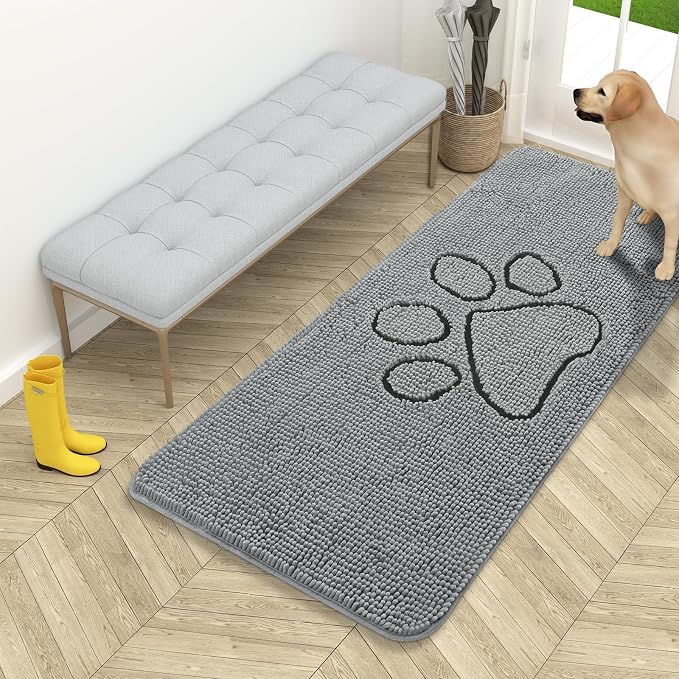 OLANLY Dog Door Mat for Muddy Paws 54x24, Paw Print Design, Absorbs Moisture by OLANLY