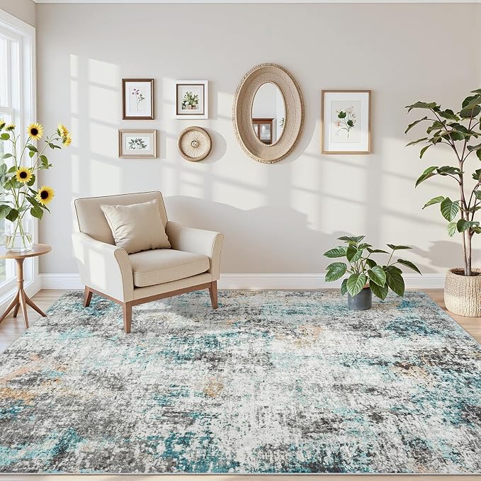 Area Rugs 6x9 Living Room: Large Soft Washable Rug Modern Abstract Anti-Skid - Image 6