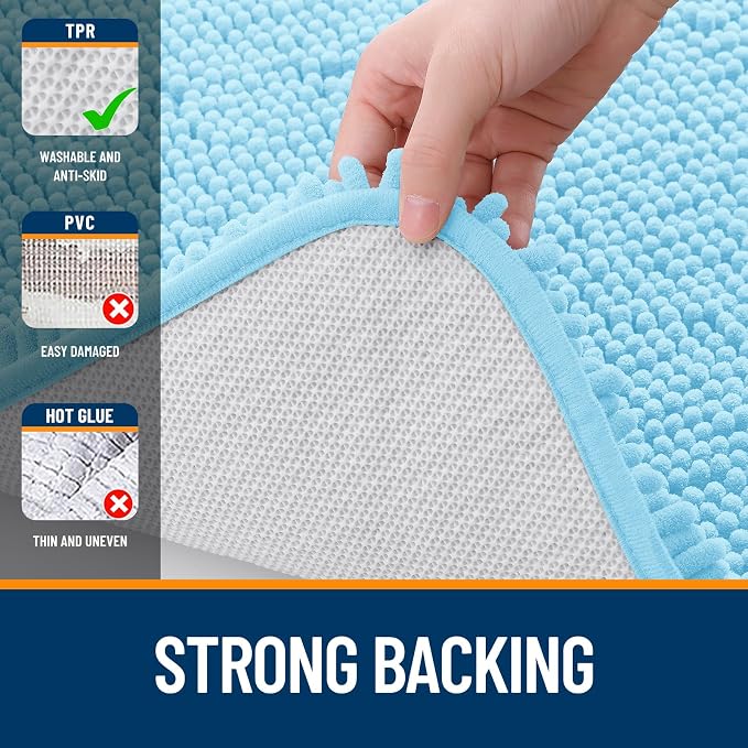 OLANLY Bathroom Rugs 32x20, Extra Soft Absorbent Chenille Bath Rugs, Rubber - Image 6