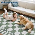 GarveeHome 2×12 Kitchen Runner Rug Non Slip, Sage Green Checkered Rug, Washable - Image 8