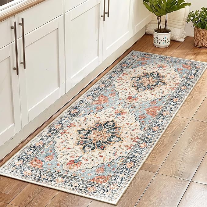 RELEANY Area Rugs Runner 2'x6' Washable Non-Slip, Floral Vintage Distress - Image 3