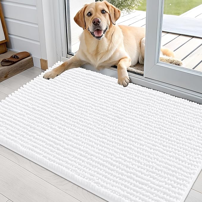 OLANLY Dog Door Mat for Muddy Paws 36x24, Ultra Absorbent Chenille Mud Doormat by OLANLY