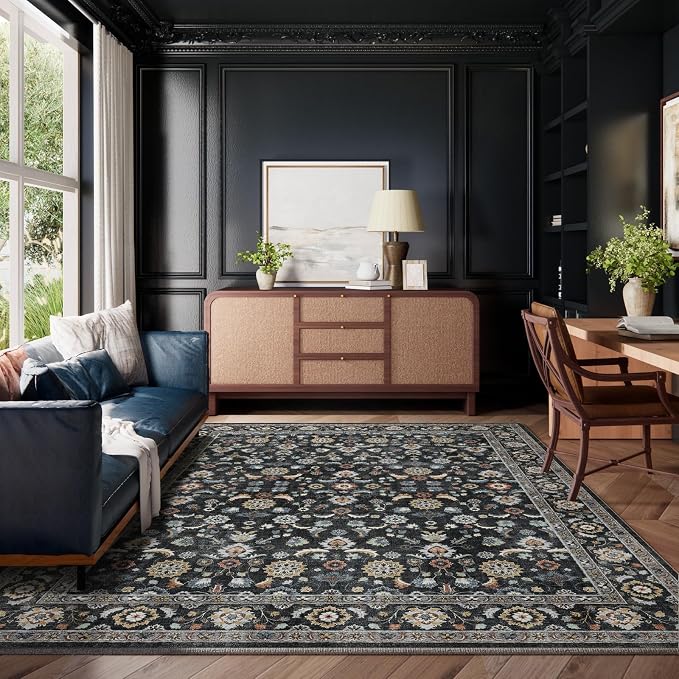 Washable Area Rugs for Living Room: 8x10 Bedroom Rug Vintage Boho Area Rug - Image 7