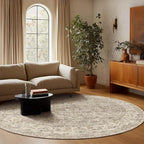 6ft Washable Round Rugs for Bedroom: Circle Living Room Rug Vintage Non Slip - Image 5