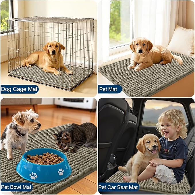 OLANLY Dog Door Mat for Muddy Paws 24x16, Ultra Absorbent Chenille Mud Doormat - Image 7