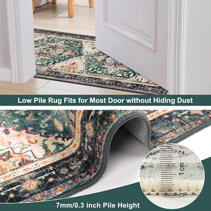Yamaziot Washable Runner Rug, 2x8 Non-Slip Boho Vintage Hallway Rug Runner - Image 5