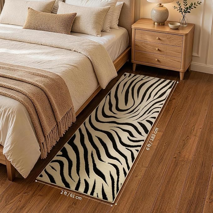YIHOUSE 2×6 Ft Hallway Runner Rugs: Washable Zebra Striped Kitchen Rug - Image 3