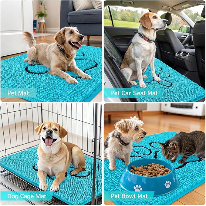 OLANLY Dog Door Mat for Muddy Paws 36x24, Paw Print Design, Absorbs Moisture - Image 7