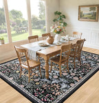 10x14 Area Rugs for Living Room: Floral Washable Rug Vintage Large Soft Boho - Image 4