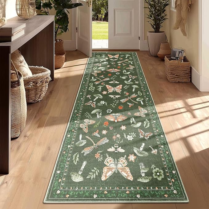 Mushroom 2x6 Runner Rug for Hallway Washable Kitchen Rugs Non Slip Low-Pile - Image 2