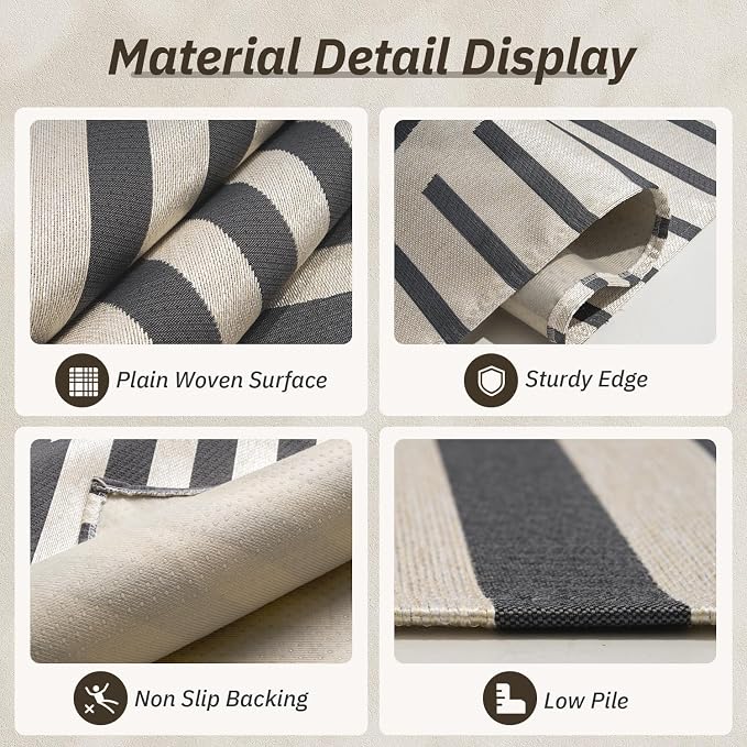 AMOAMI Outdoor Rug Patio Rug 8x10 ft Quick Dry Flatweave Textured Machine - Image 3