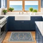 Blue 2x3 Kitchen Rugs Non Slip Washable, 0.25" Low Pile Stain & Fade Resistant - Image 3